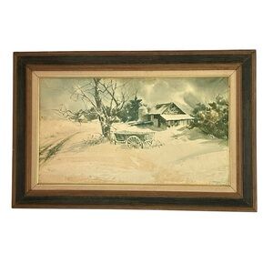 CAROLYN BLISH SIGNED WATERCOLOR PAINTING #3694 PENNSYLVANIA FARM FRAMED ART